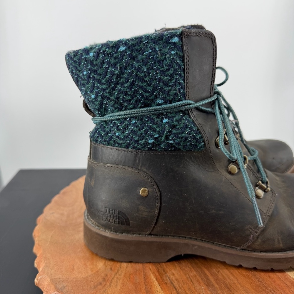 The North Face Ballard Lace Ankle Combat Boots Brown Blue Green Tweed Women’s 8 - Picture 2 of 9